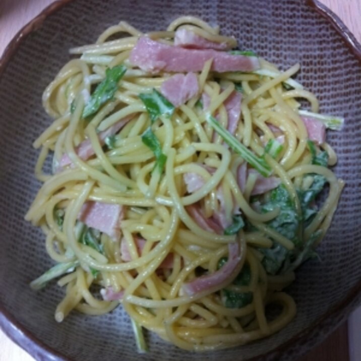 ハムと水菜のスパゲティサラダ